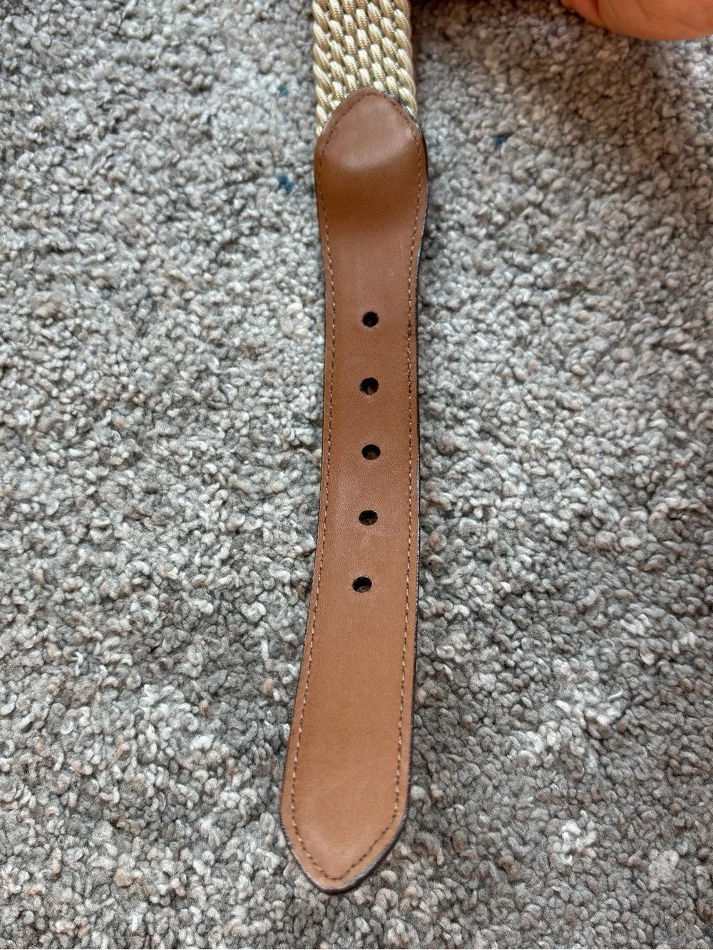 Brighton Elastic Cord Belt with Croco Leather Accent Brass Buckle Mens 38